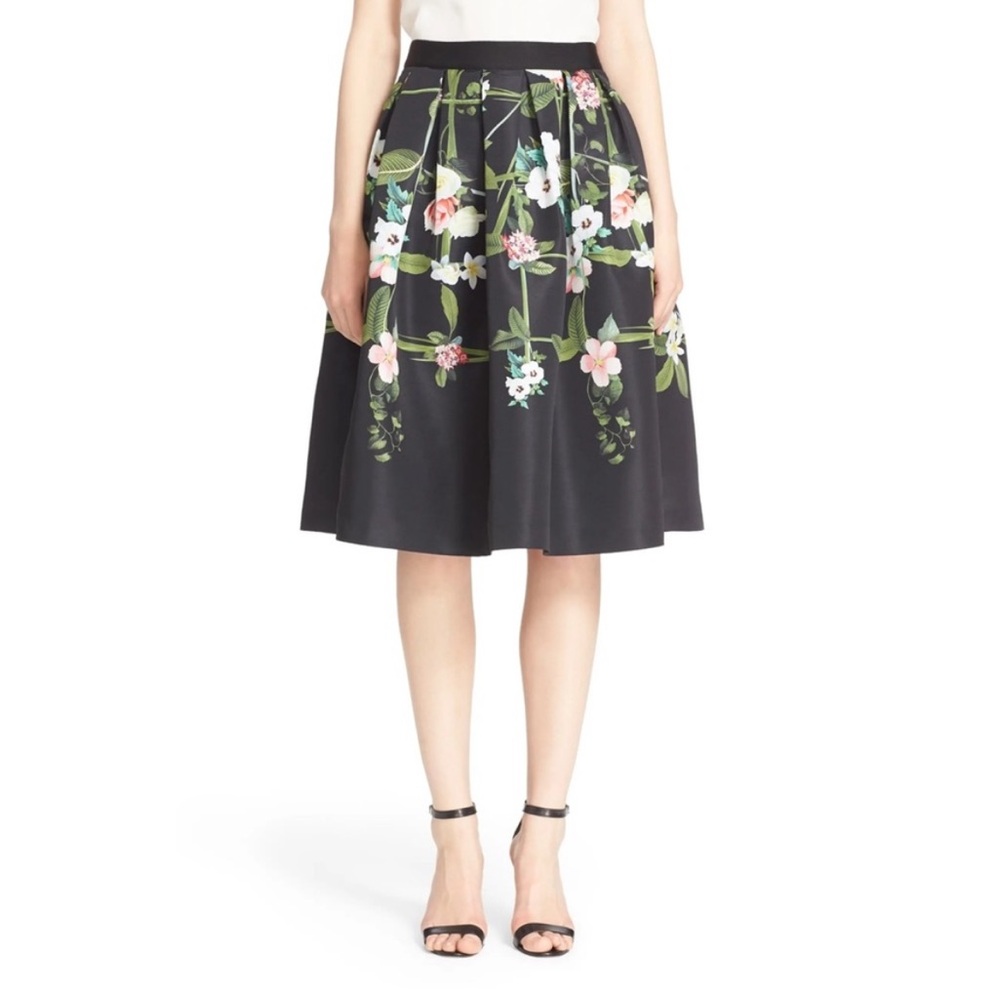 NWT Ted Baker floral Emmalin midi full skirt size US 4